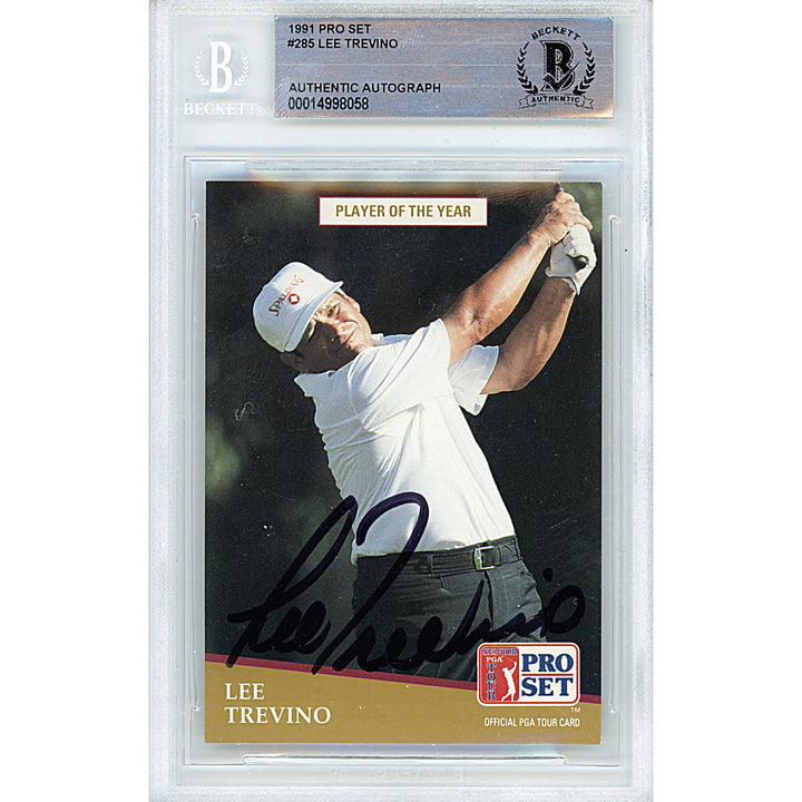 Lee Trevino Signed 1991 PGA Tour Pro Set Player of the Year Golf Card Beckett Slabbed