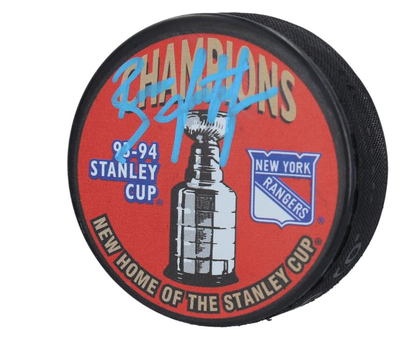 Brian Leetch New York Rangers Autographed Signed 1994 Stanley Cup Champions Logo Hockey Puck (CX Auth)