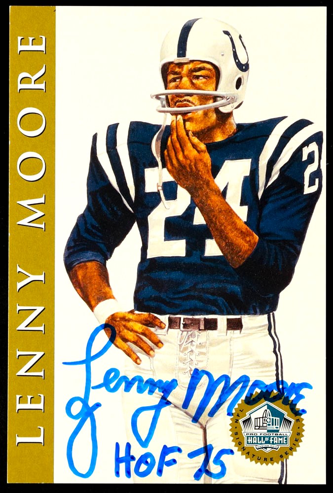 Lenny Moore Baltimore Colts Signed 4x6 Hall of Fame Signature Series Card Inscribed HOF 75 (PSA)