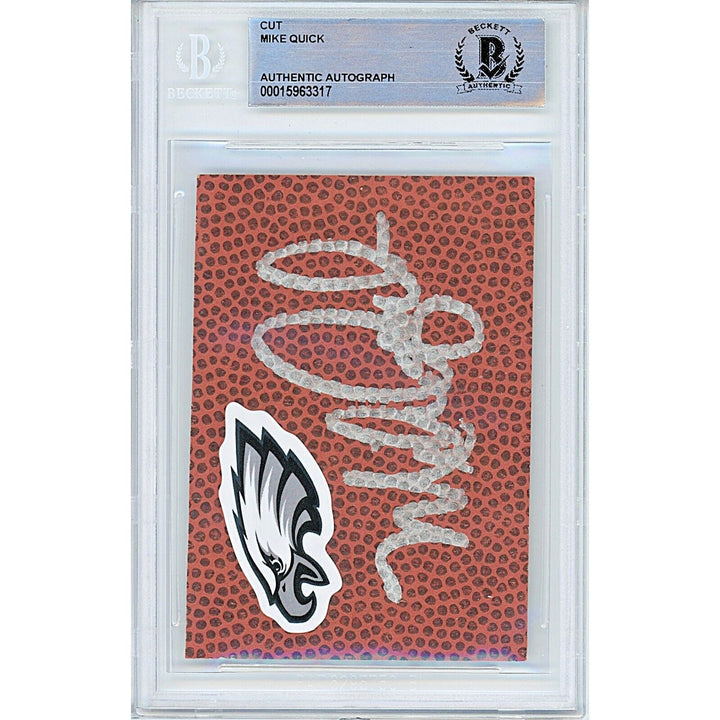 Mike Quick Philadelphia Eagles Signed Football Signature Cut Beckett Authentic Auto Slab