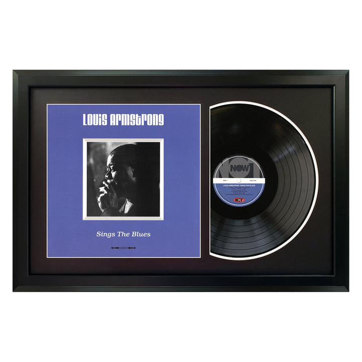 Louis Armstrong Sings The Blues Genuine Vinyl Record & Cover Professionally Framed Wall Display with a Black Mat