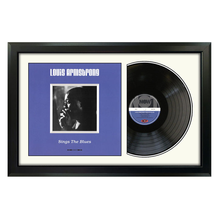 Louis Armstrong Sings The Blues Genuine Vinyl Record & Cover Professionally Framed Wall Display with a White Mat