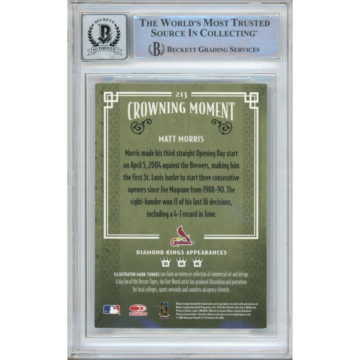 Matt Morris St Louis Cardinals Signed 2005 Diamond Kings Card BGS Auto 10 Graded Slab