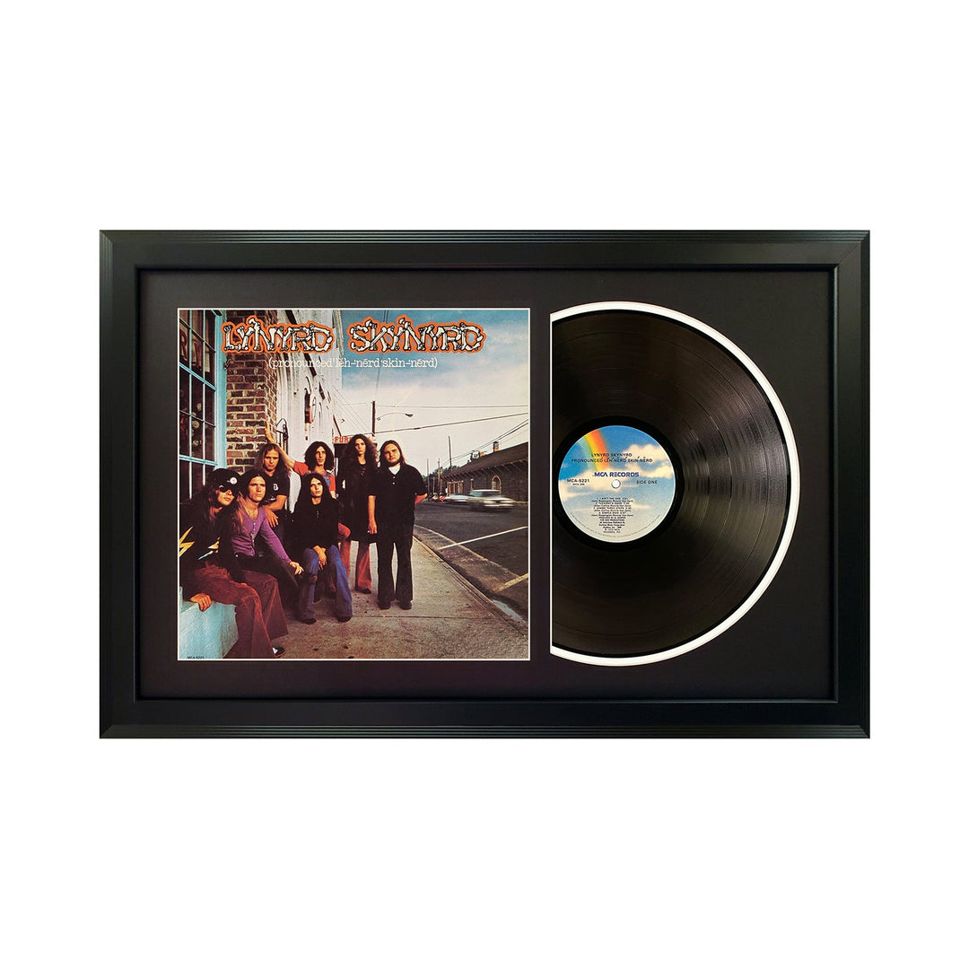 Lynyrd Skynyrd Pronounced leh-nerd skin-nerd Genuine Vinyl Record & Cover Professionally Framed Wall Display with a  Black Mat