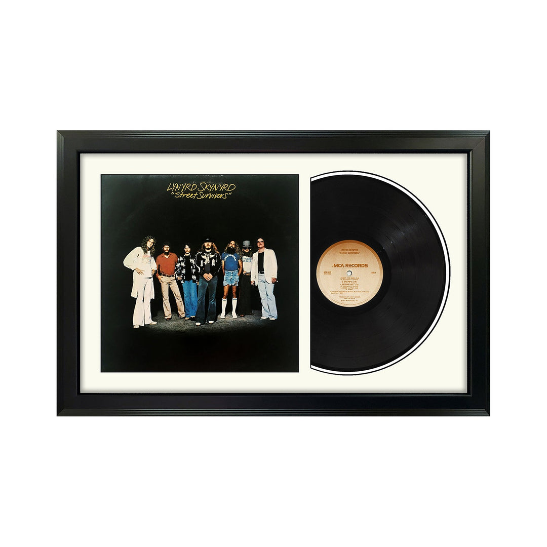 Lynyrd Skynyrd Street Survivors  Genuine Vinyl Record & Cover Professionally Framed Wall Display with a White Mat