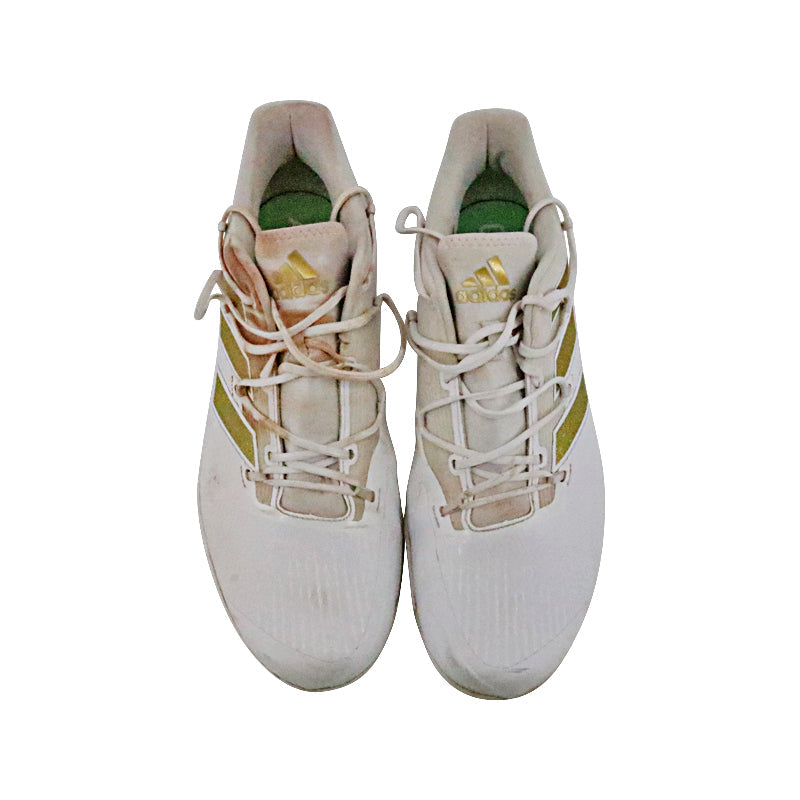 Brandon Marsh Philadelphia Phillies 2024 Game Worn Pair of White/Gold Glitter Adidas Adizero Cleats - Size 12 (Brandon Marsh CX LOA)
