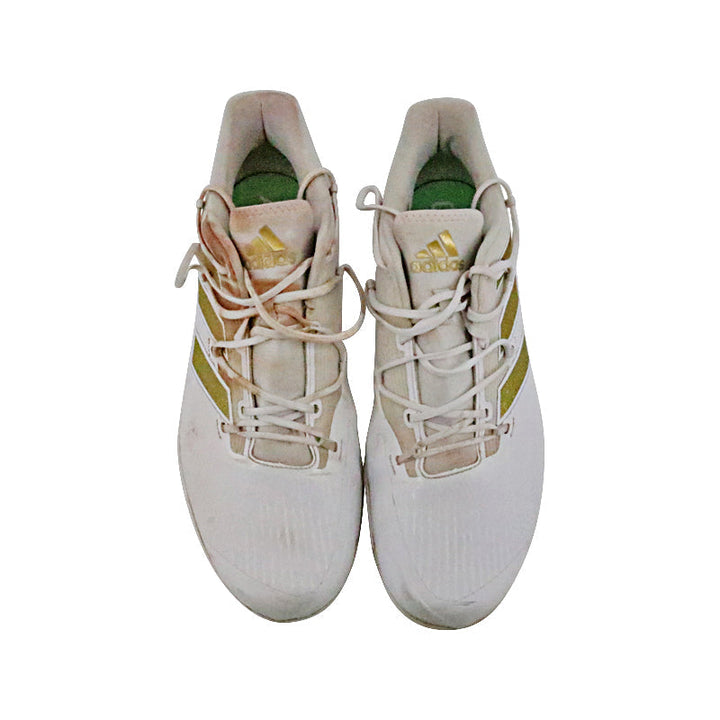 Brandon Marsh Philadelphia Phillies 2024 Game Worn Pair of White/Gold Glitter Adidas Adizero Cleats - Size 12 (Brandon Marsh CX LOA)