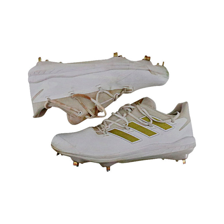 Brandon Marsh Philadelphia Phillies 2024 Game Worn Pair of White/Gold Glitter Adidas Adizero Cleats - Size 12 (Brandon Marsh CX LOA)
