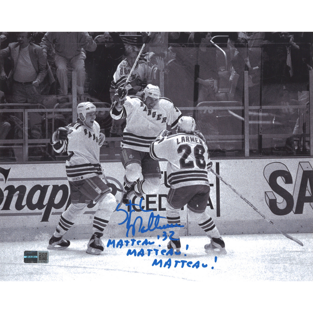 Stephane Matteau New York Rangers Autographed Signed Inscribed 'Matteau, Matteau, Matteau' 1994 ECF Finals 8x10 Photo (CX Auth)