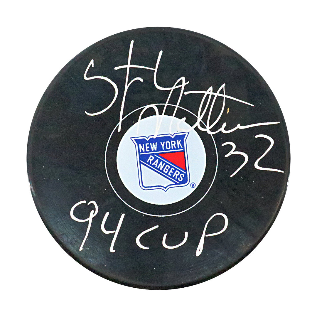 Stephane Matteau New York Rangers Autographed Signed Inscribed '94 Cup' Replica Rangers Puck (CX Auth)
