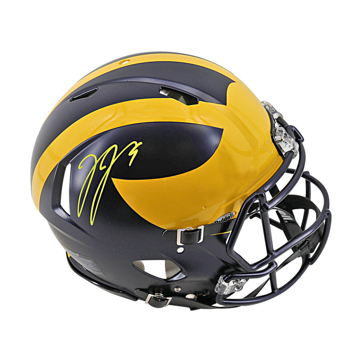 JJ McCarthy University of Michigan Autographed Riddell Full Size Authentic Speed Helmet (Beckett Auth)