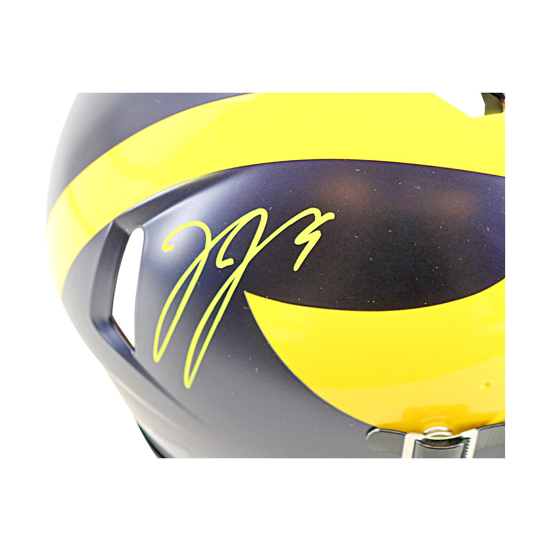 JJ McCarthy University of Michigan Autographed Riddell Full Size Authentic Speed Helmet (Beckett Auth)