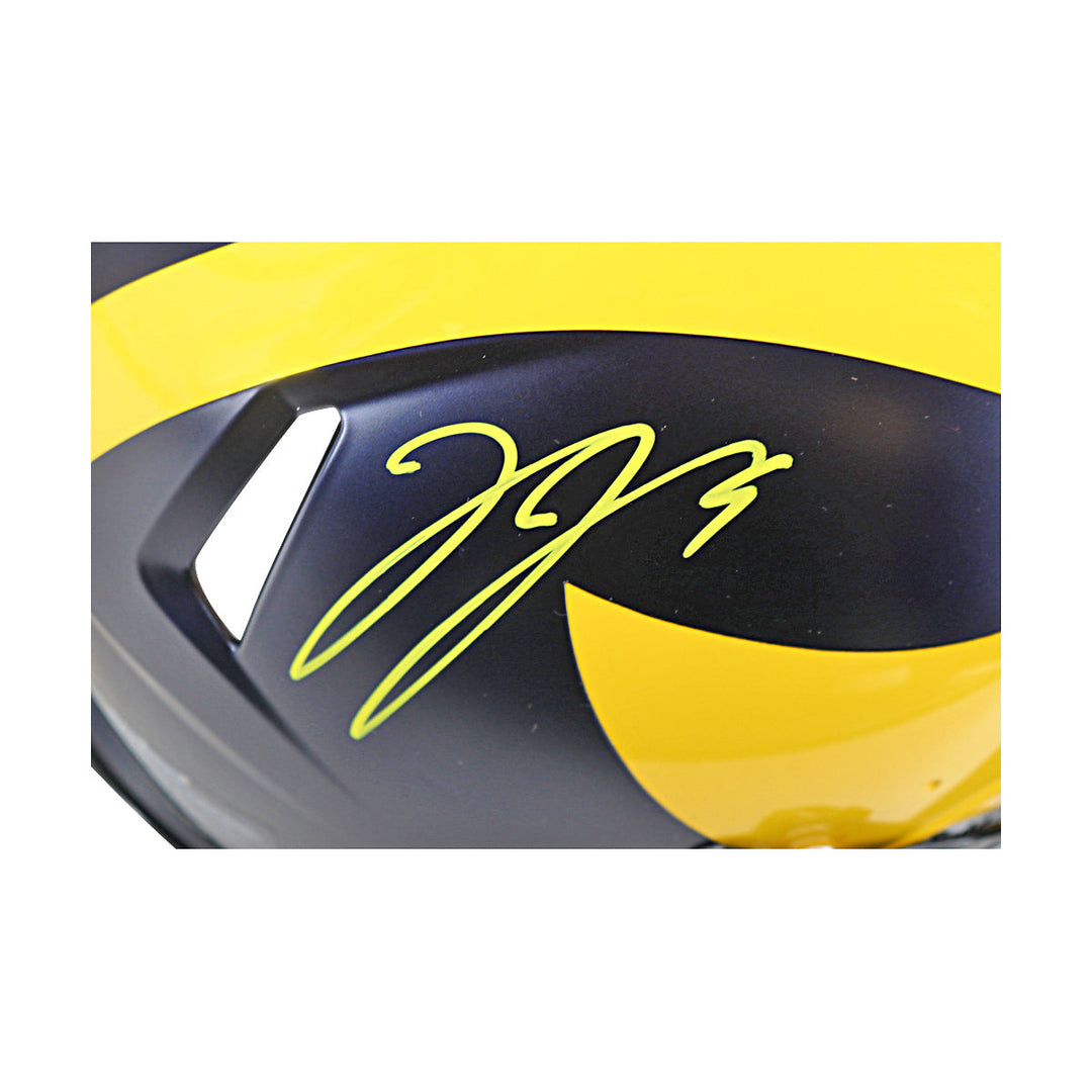 JJ McCarthy University of Michigan Autographed Riddell Full Size Authentic Speed Helmet (Beckett Auth)