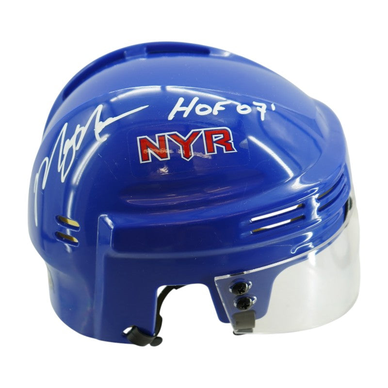 Mark Messier New York Rangers Autographed Inscribed HOF 07 Mini Helmet CX Auth