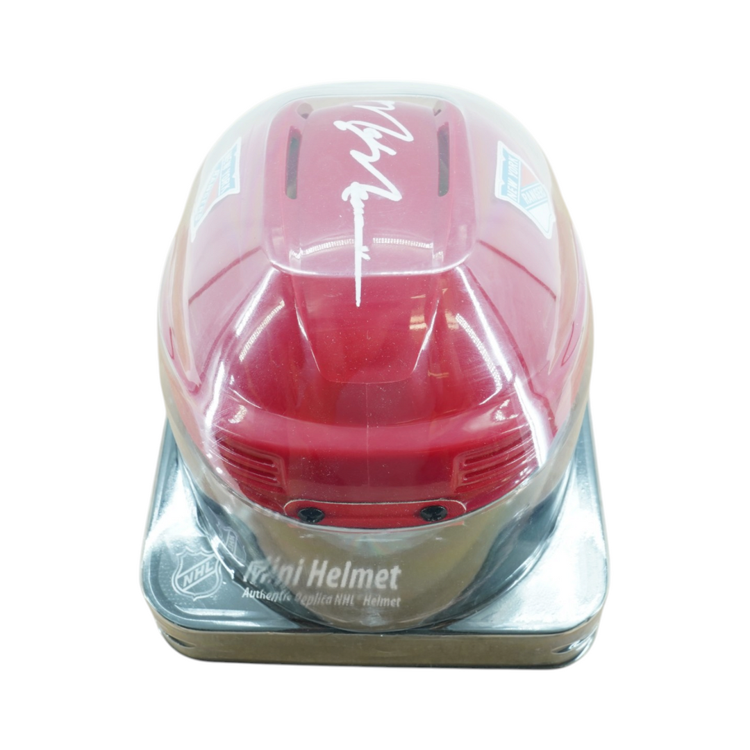 Mark Messier New York Rangers Autographed Red Mini Helmet CX Auth
