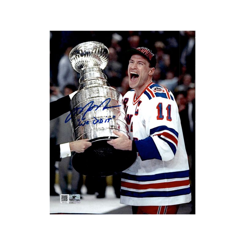 Mark Messier Autographed New York Rangers 1994 Holding Cup 8x10 Photograph w/ "We Did It" Insc. (Top Tier Auth)