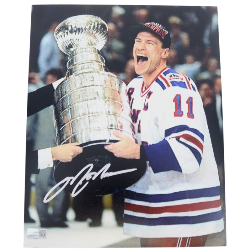 Mark Messier New York Rangers 8x10 Autographed with Cup Signed in Silver Photo CX Auth