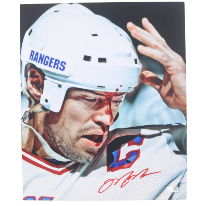 Mark Messier New York Rangers 11x14 Autographed Blood Signed in Red Photo CX Auth