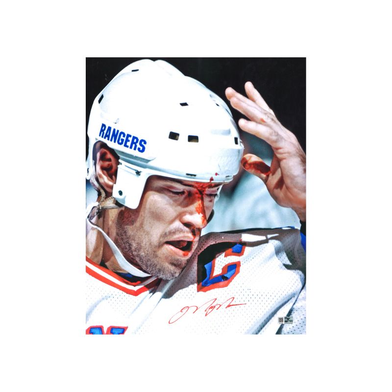 Mark Messier New York Rangers Autographed Blood 16x20 - Signed in Red (Top Tier Auth)