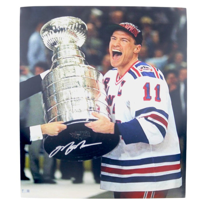 Mark Messier New York Rangers 16x20 Autographed with Cup Signed in Silver Photo CX Auth
