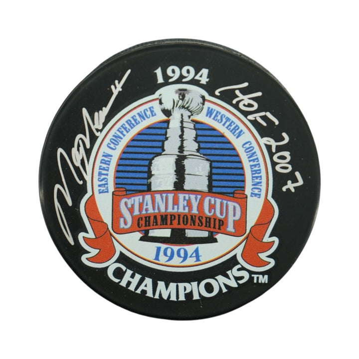 Mark Messier New York Rangers Autographed Inscribed HOF 2007 Replica 1994 Stanley Cup Champions Puck CX Auth