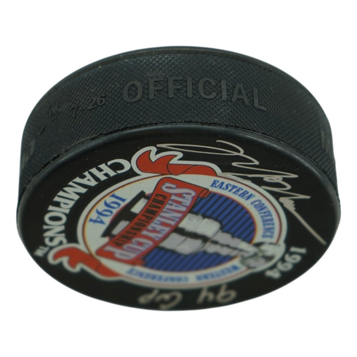 Mark Messier New York Rangers Autographed Inscribed 94 Cup Replica 1994 Stanley Cup Champions Puck CX Auth
