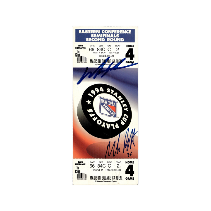 Mark Messier/Mike Richter New York Rangers Dual Signed 1994 NHL Eastern Conference Semi-Finals Full Ticket (CX Auth)