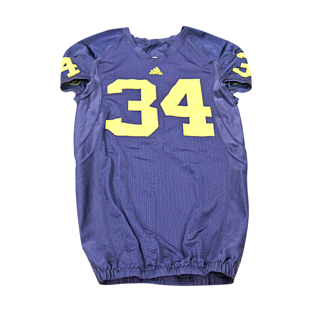 Michigan Wolverines Team Issued 2008 Blue Jersey #34 Jersey (Size: 44) 