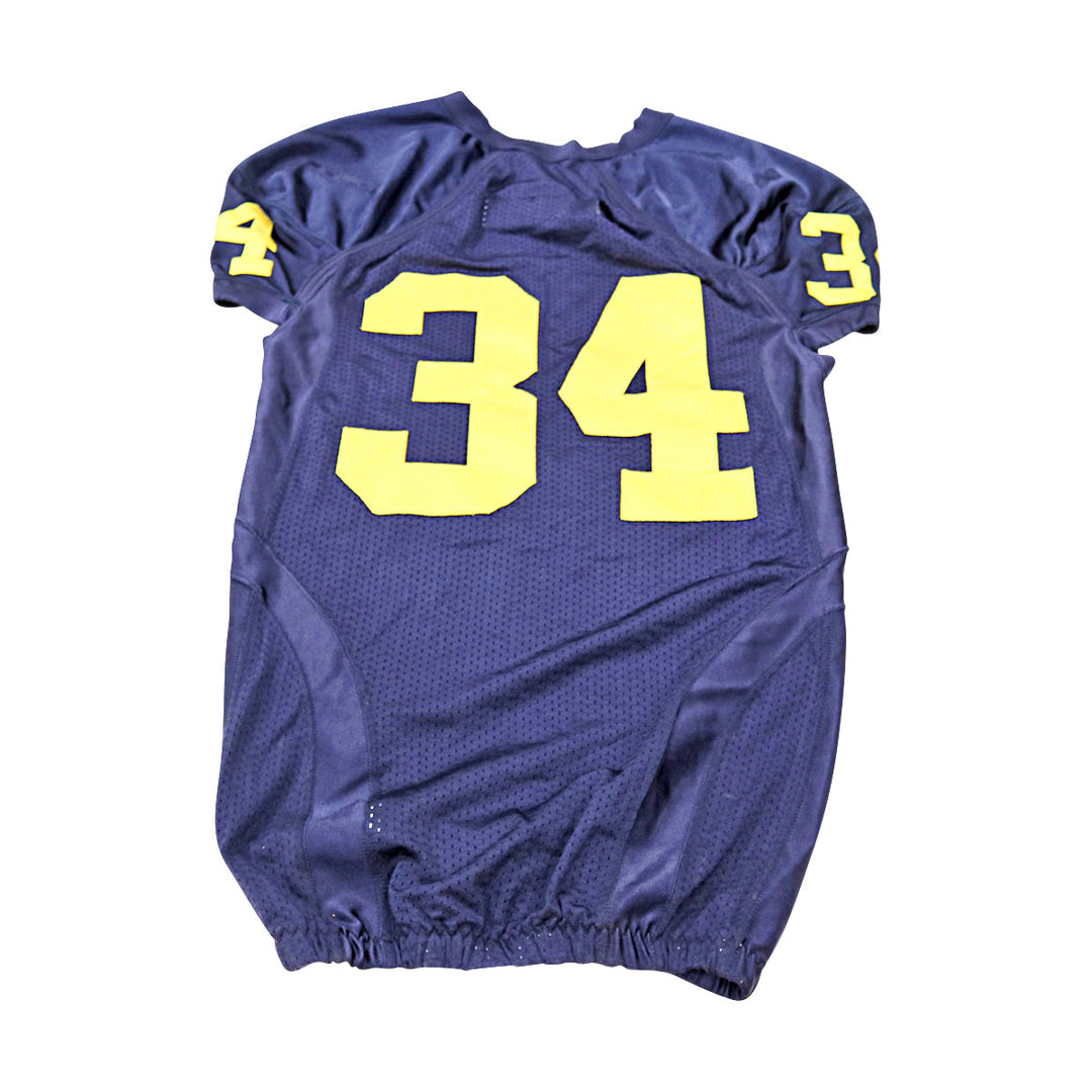 Michigan Wolverines Team Issued 2008 Blue Jersey #34 Jersey (Size: 44) 