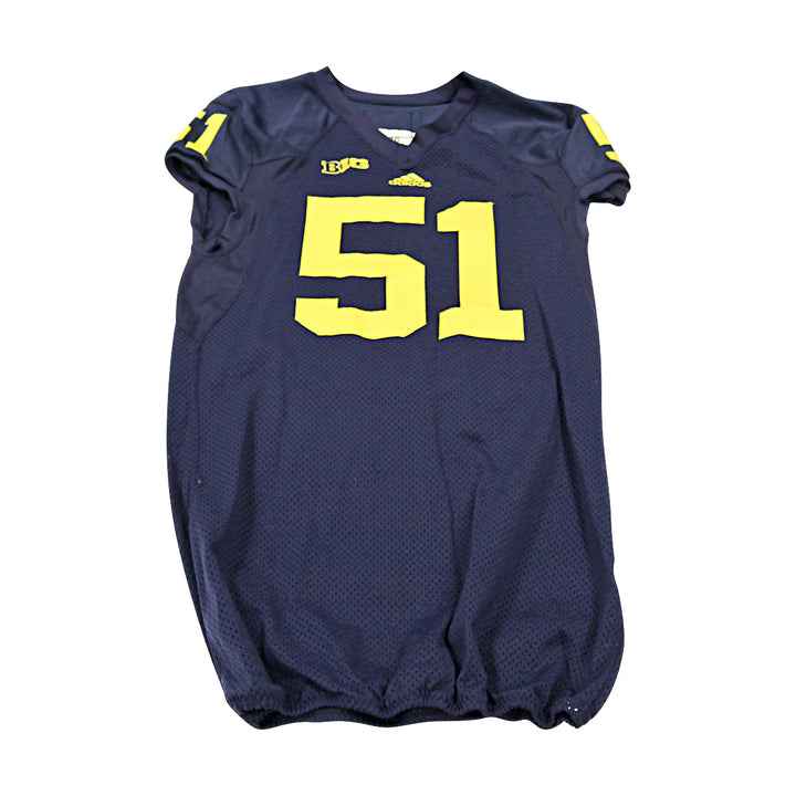 Michigan Wolverines Team Issued 2012 Blue Jersey #51 Jersey (Size: 46) 
