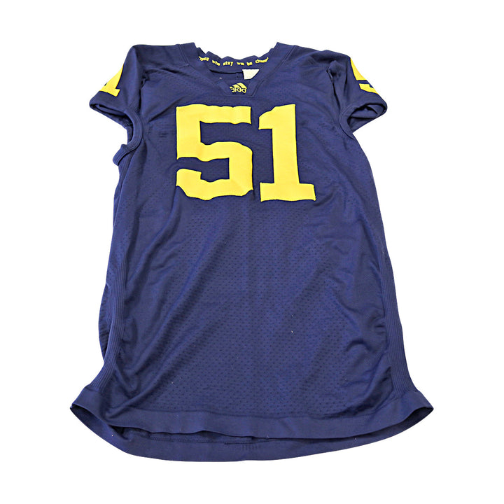 Michigan Wolverines Team Issued 2011 Blue Alternate Jersey #51 Jersey (Size: 4AC) 