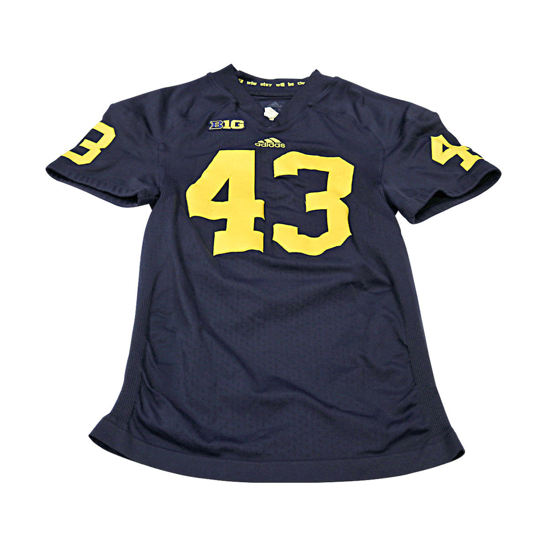 Michigan Wolverines Team Issued 2012 Blue Alternate Jersey #43 Jersey (Size: XL) 