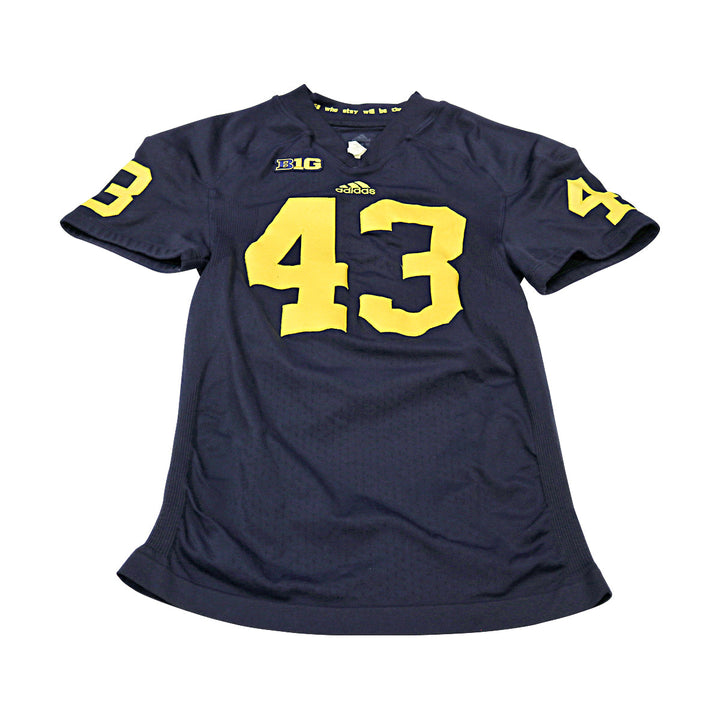 Michigan Wolverines Team Issued 2012 Blue Alternate Jersey #43 Jersey (Size: XL) 