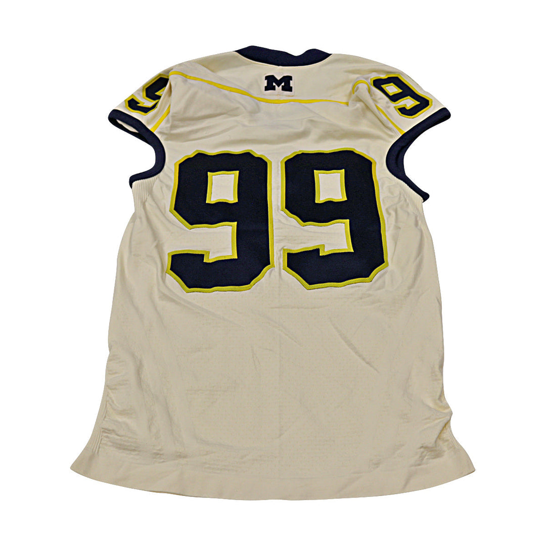Michigan Wolverines Team Issued 2012 Cream Alternate Jersey #99 Jersey (Size: 3AC) 