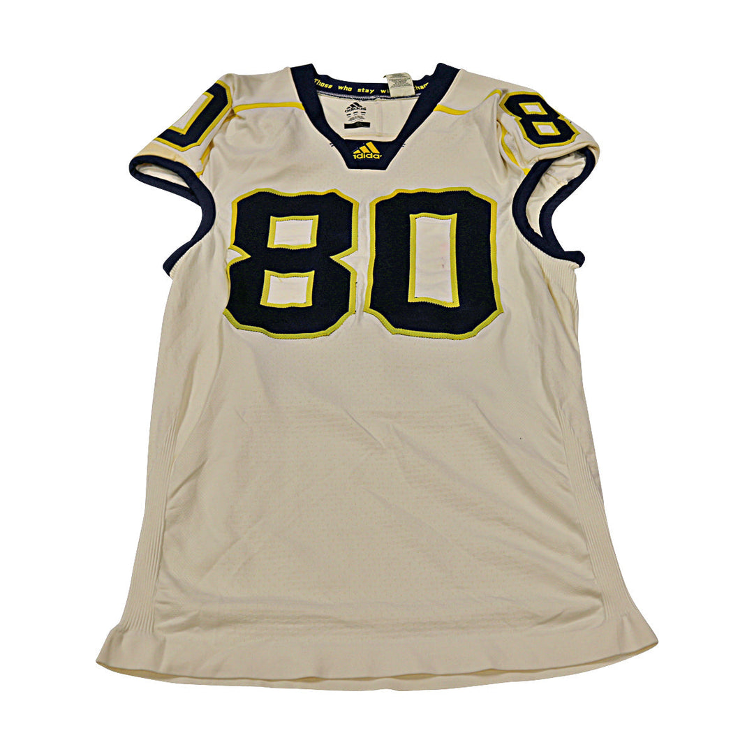Michigan Wolverines Team Issued 2012 Cream Alternate Jersey #80 Jersey (Size: 3AC) 