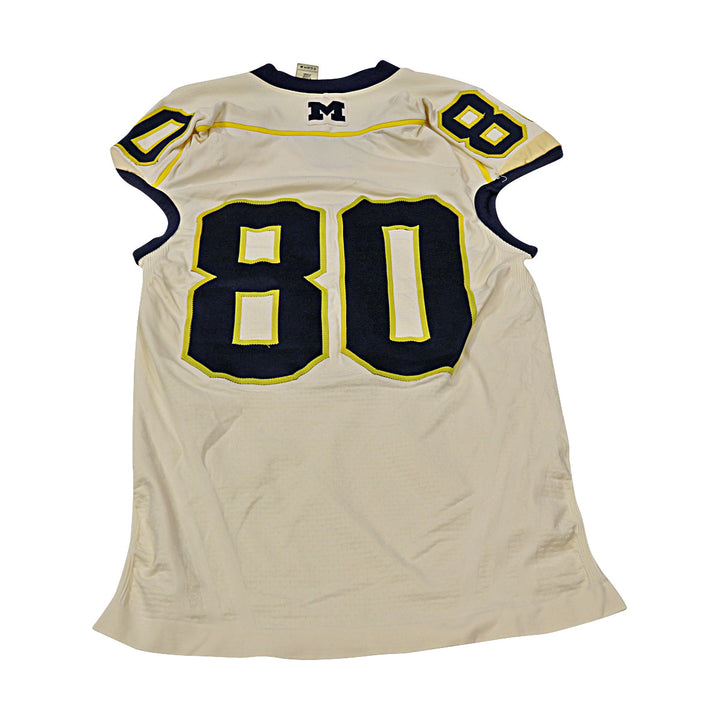 Michigan Wolverines Team Issued 2012 Cream Alternate Jersey #80 Jersey (Size: 3AC) 