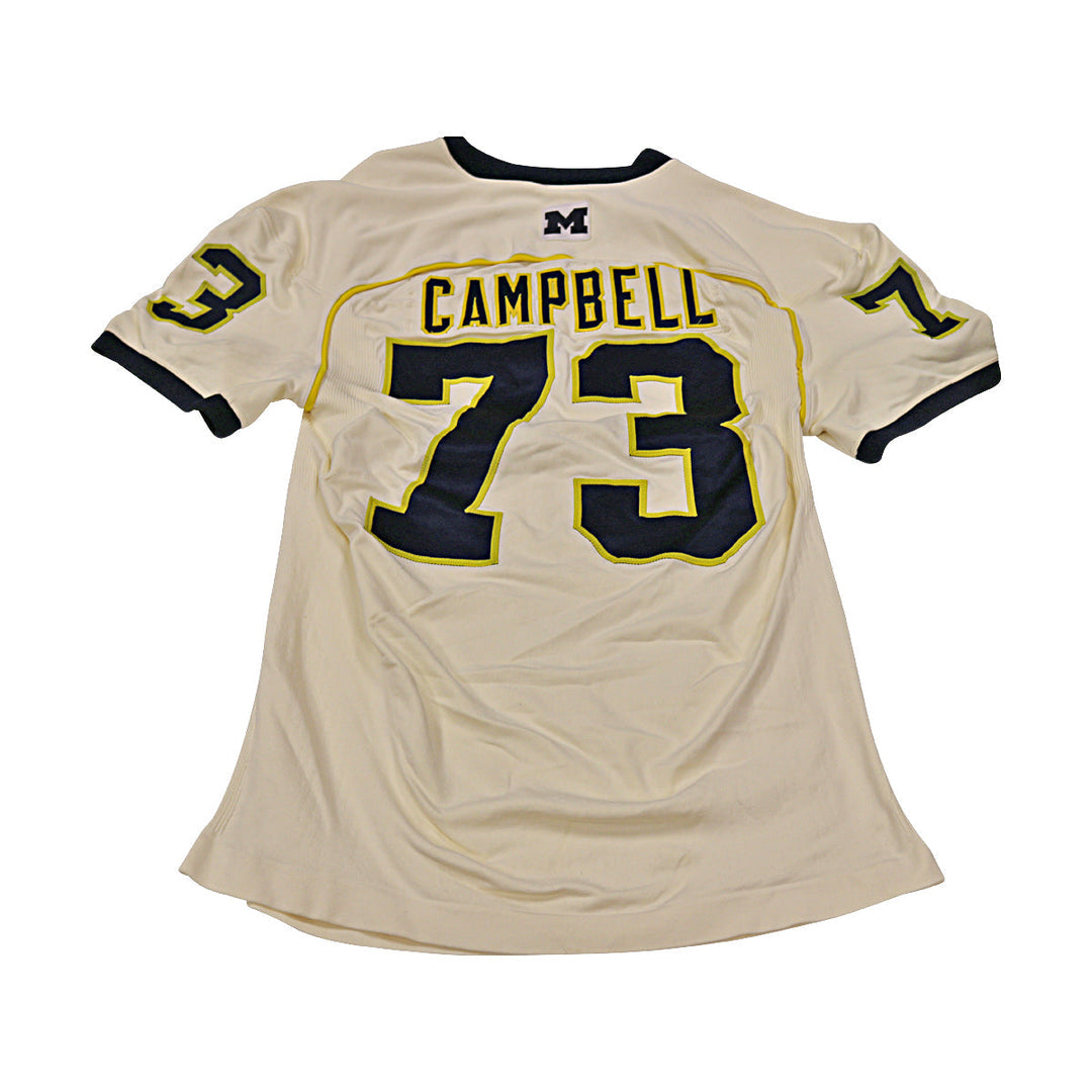 William Campbell Michigan Wolverines Team Issued 2012 Cream Alternate Jersey #73 Jersey (Size: 3XL) 