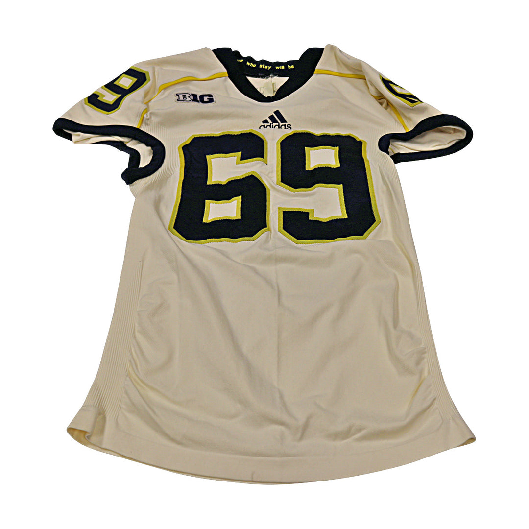 Michigan Wolverines Team Issued 2012 Cream Alternate Jersey #69 Jersey (Size: 2XL) 