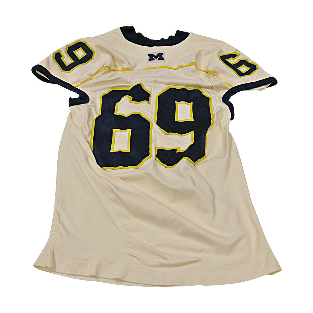 Michigan Wolverines Team Issued 2012 Cream Alternate Jersey #69 Jersey (Size: 2XL) 