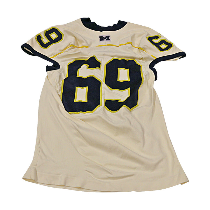 Michigan Wolverines Team Issued 2012 Cream Alternate Jersey #69 Jersey (Size: 2XL) 