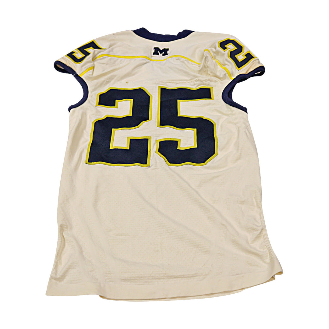 Michigan Wolverines Team Issued 2012 Cream Alternate Jersey #25 Jersey (Size: 4AC) 