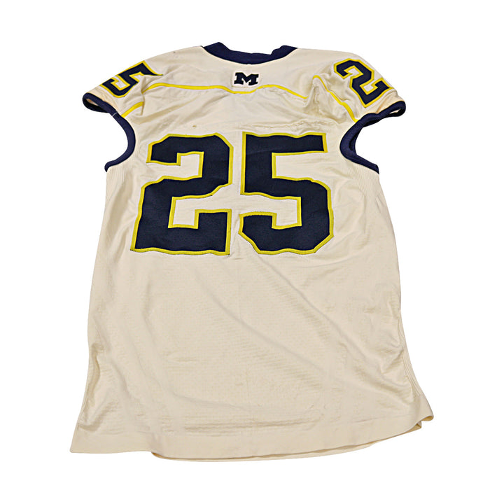 Michigan Wolverines Team Issued 2012 Cream Alternate Jersey #25 Jersey (Size: 4AC) 