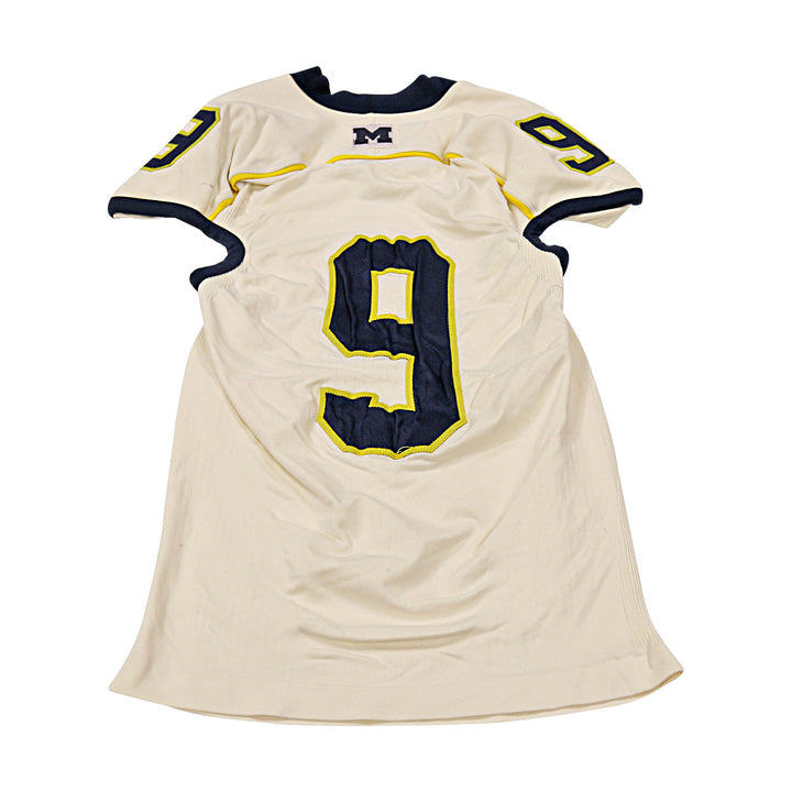 Michigan Wolverines Team Issued 2012 Cream Alternate Jersey #9 Jersey (Size: L) 