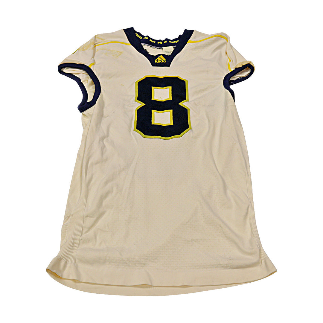 Michigan Wolverines Team Issued 2012 Cream Alternate Jersey #8 Jersey (Size: L) 