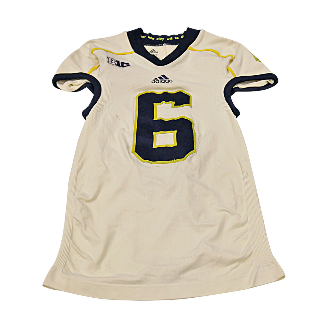 Michigan Wolverines Team Issued 2012 Cream Alternate Jersey #6 Jersey (Size: L) 
