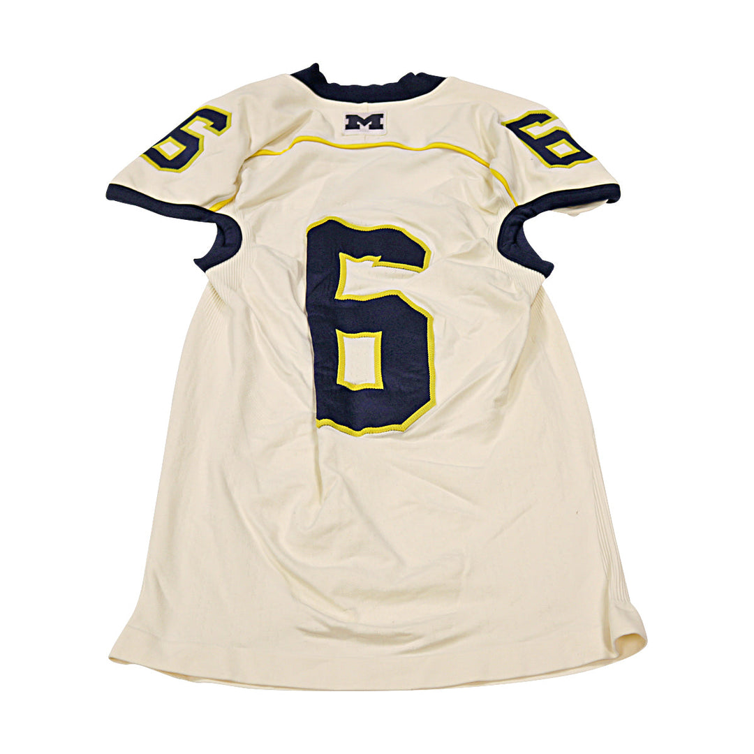 Michigan Wolverines Team Issued 2012 Cream Alternate Jersey #6 Jersey (Size: L) 