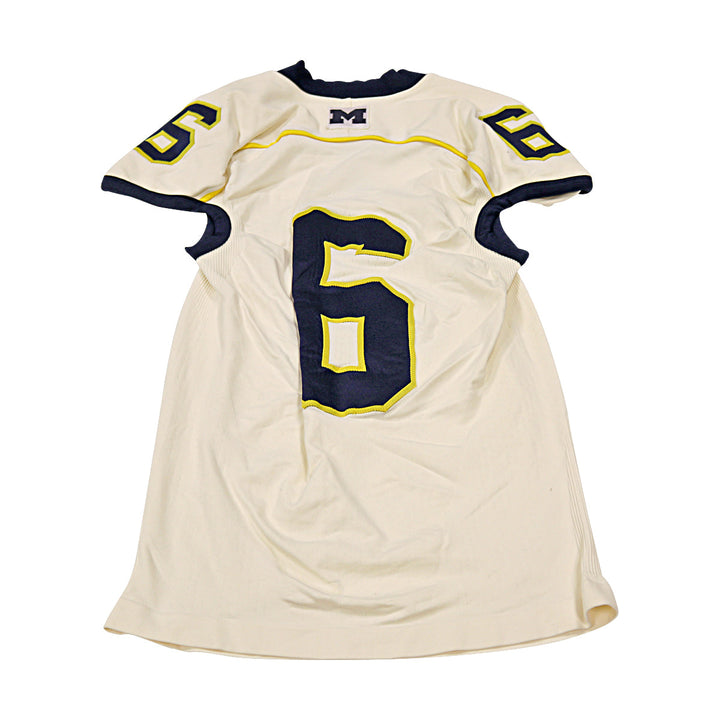 Michigan Wolverines Team Issued 2012 Cream Alternate Jersey #6 Jersey (Size: L) 
