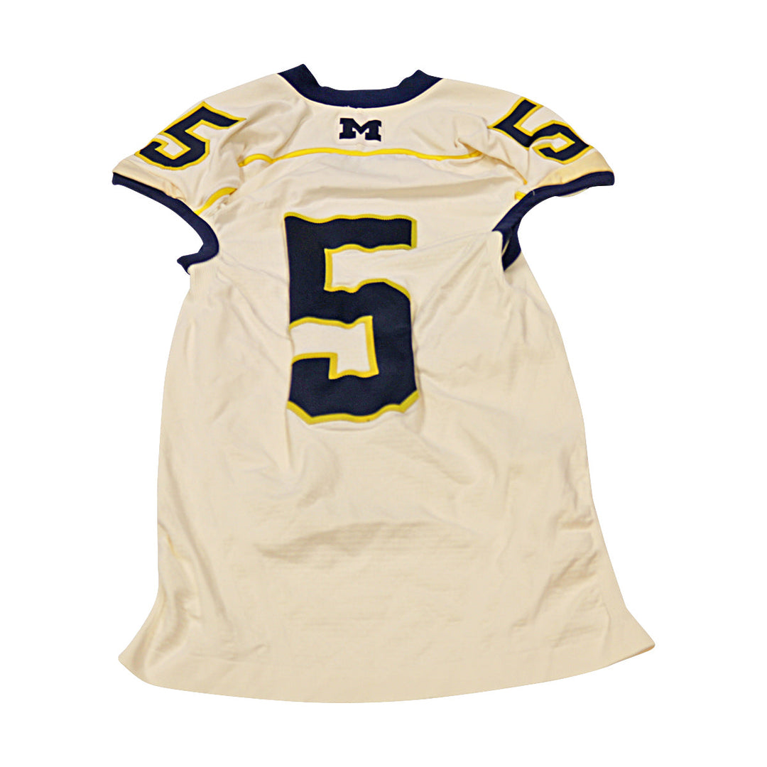 Michigan Wolverines Team Issued 2012 Cream Alternate Jersey #5 Jersey (Size: 2AC) 