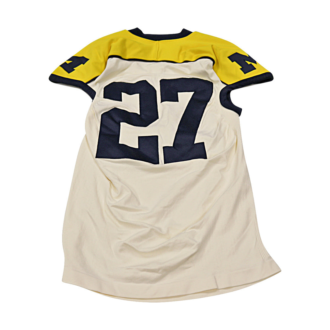 Michigan Wolverines Team Issued 2012 U-M Yellow Alternate Jersey #27 Jersey (Size: XL) 
