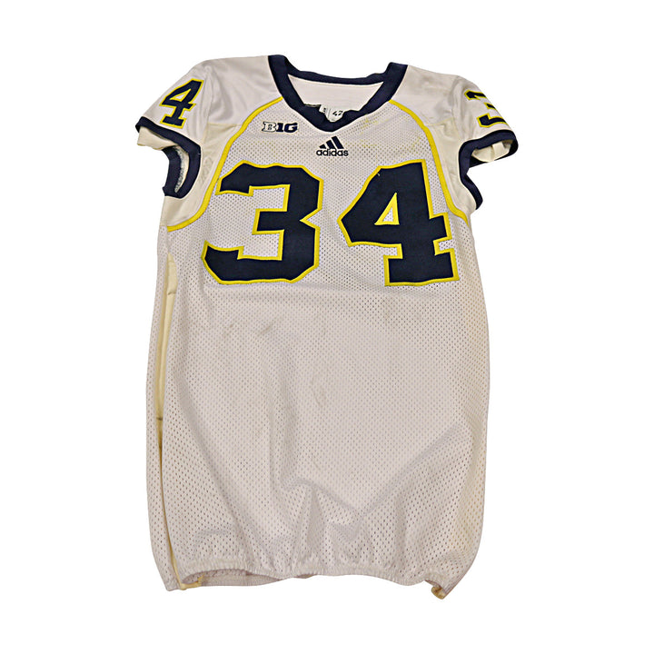 Brendan Gibbons Michigan Wolverines Team Issued 2013 #34 Away Jersey (Size 42)